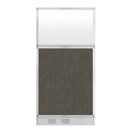 Versare Hush Panel Cubicle Partition 3' x 6' W/ Window Mocha Fabric Frosted Window W/ Cable Channel 1812565-3